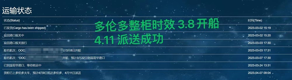 多倫多40尺整柜海運(yùn)時(shí)效35天到